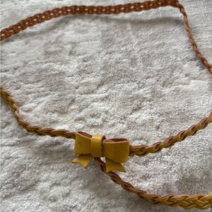 Hand made Braided Tan and Yellow Bow Belt